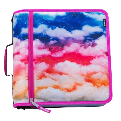 Case-it 3" Printed Nylon Ring Binder with Internal/External Pockets Bunch O Flowers Pink
