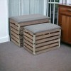 HomeRoots Set Of 2 Rectangular Gray Linen Fabric And Wood Slats Storage Benches - 2 of 4