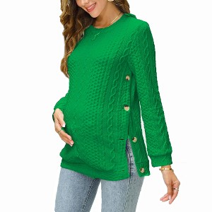 Maternity Nursing Pullover Sweater Double Split with Buttons - 1 of 1