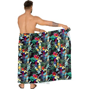 HAPPY BAY Men's Vacation Beachwear Lava Lava Sarongs Swimwear Cover Up Summer Long Holidays Wrap Vacation Pareo For Men One Size Black, Bird - 1 of 3