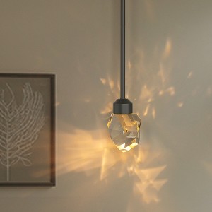 DORESshop Modern Geometric 5-Watt 1-Light Black Crystal Integrated LED Pendant Light for Bedroom and Kitchen - 1 of 4