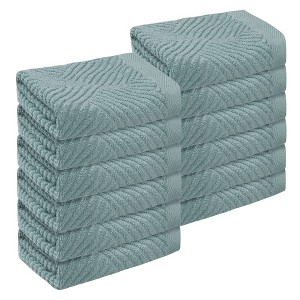 Unique Bargains Hotel Spa Bathroom Highly Absorbent Lightweight Striped Cotton Washcloths 12 Packs - 1 of 4