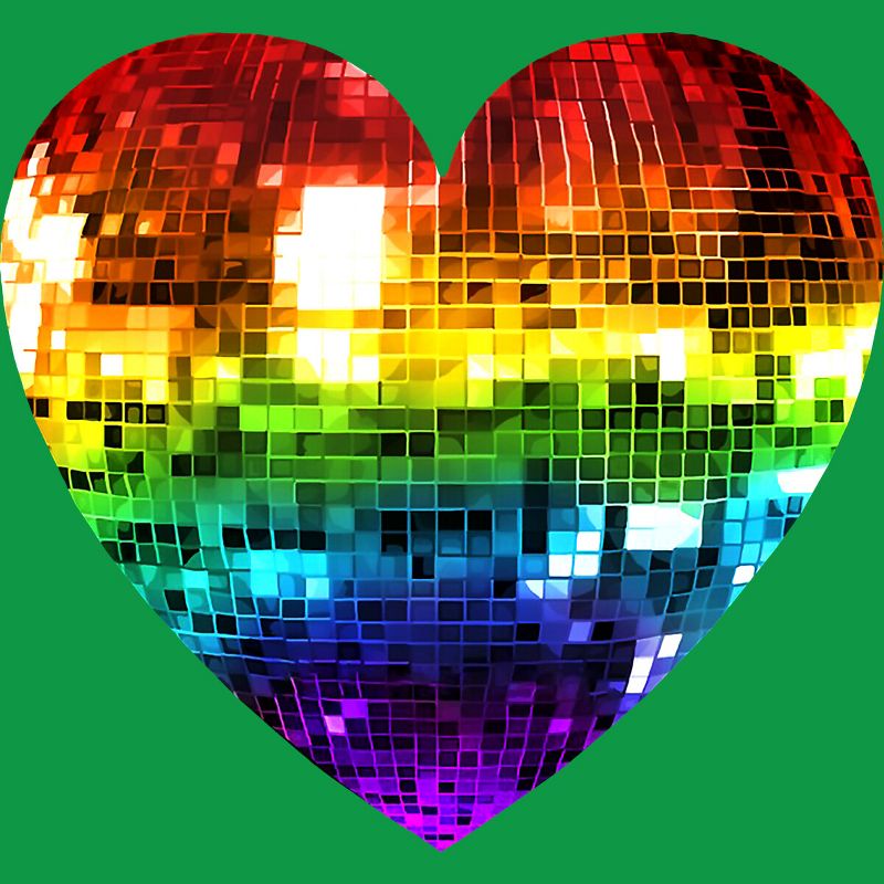 Adult Design By Humans Disco Ball Rainbow Heart By melvillesT-Shirt, 2 of 3