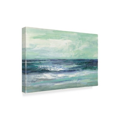 Trademark Fine Art -Silvia Vassileva 'Tide Green And Teal' Canvas Art