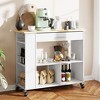 Celebalcony Rolling Kitchen Island with Storage Cabinet. Include 3 Tier Spice Rack, Lockable Wheels & Towel Handle, 2 Tier Open Shelf for Kitchen - 3 of 4