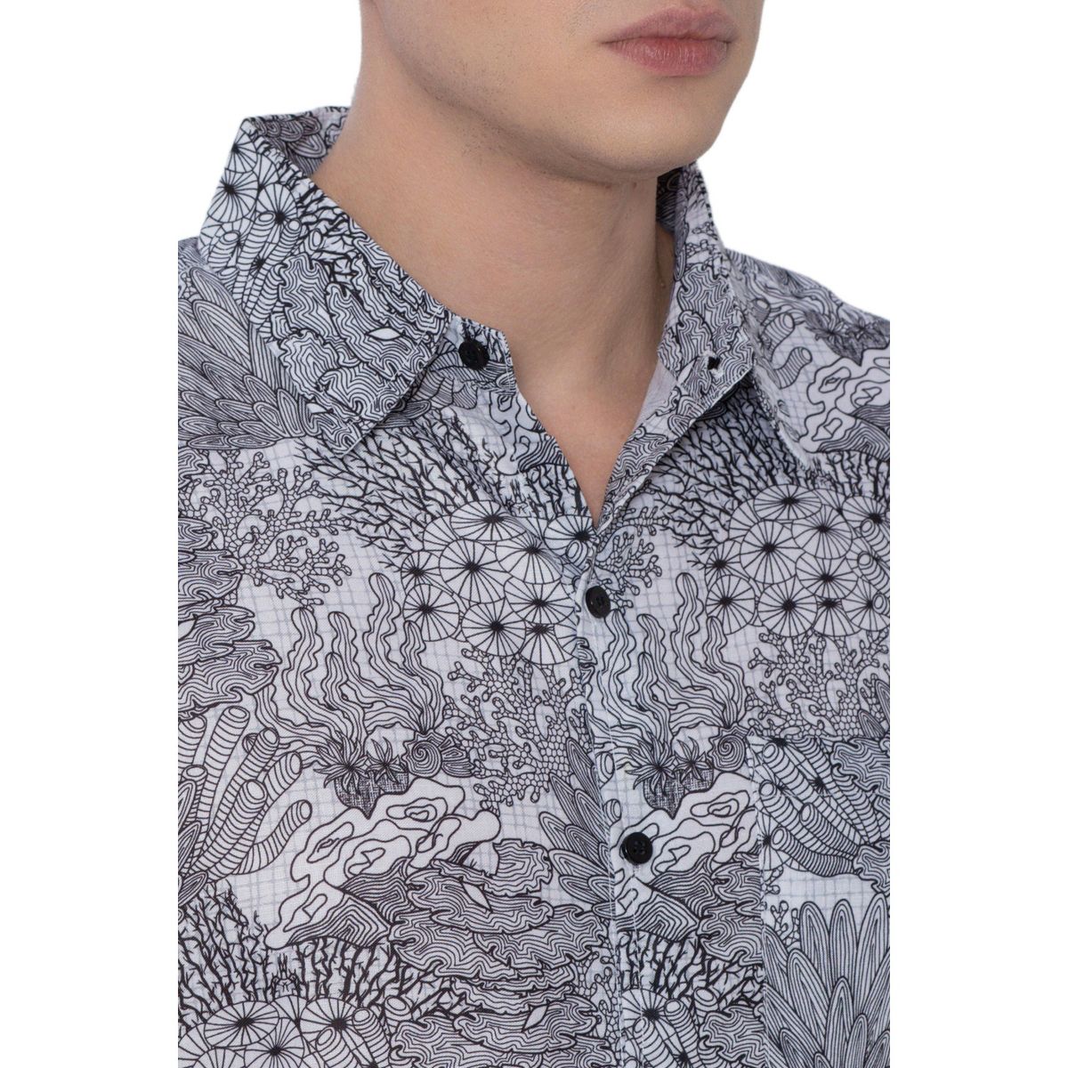 HAPPY BAY Men's Short Sleeve Button Down Shirts for Men XXL Water Plants White - thumbnail 3