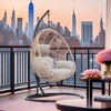 FURNIinspire Patio Swings Wicker Swing Egg Chair With Stand, Outdoor Indoor Hanging Chair With Beige Seat Cushion, Natural Color, 42“*47"*73" - 2 of 4