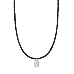 SHYMI Cord Necklace with Emerald Shape Pendant — .925 Sterling Silver, Rhodium-Plated, Cubic Zirconia, Adjustable Chain - 1 of 1