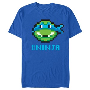 Men's Teenage Mutant Ninja Turtles Leonardo 8-Bit Face T-Shirt - 1 of 4