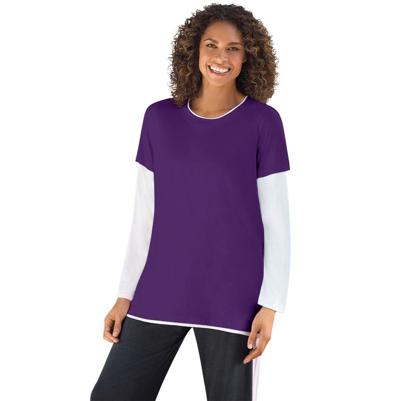 Woman Within Women's Plus Size Layered-Look Crewneck Tee, 1 of 2