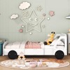 NicBex Twin/Full Size Car-Shaped Platform Bed Frame with Wheels for Boys,Solid Wood Slats Support,No Box Spring Needed,Easy Assembly,Blue/Gray/White - 2 of 4