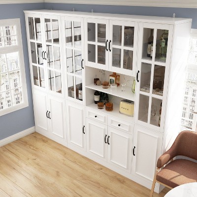 FUFU&GAGA  Large Storage Cabinet Organiser with Glass Door Display Cabinet Bookshelf