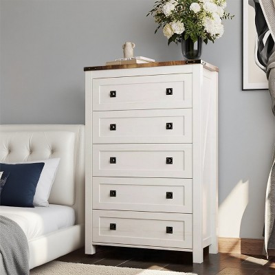 Dresser for Bedroom, Farmhouse Wood Rustic Wide Chest of Drawers, Storage Dressers Organizer for Bedroom, Living Room, Hallway
