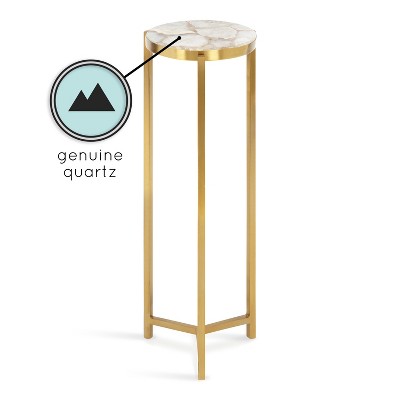 Round White Marble and Gold Metal Drink Table
