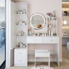 Full Body Mirror Cabinet + Vanity Table Set with Round LED Mirror and Cushioned Stool–The Pop Home - 3 of 4