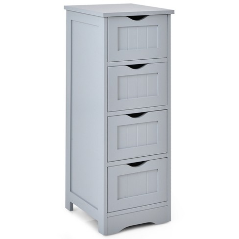 4 Drawers Bathroom Floor Cabinet Storage Organizer White Free Standing  Cabinet