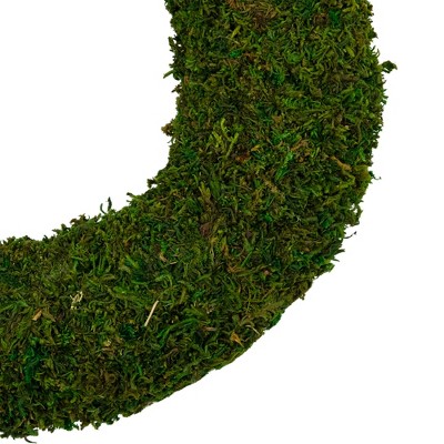 Green Reindeer Moss Artificial Floral Spring Wreath, 13.7"