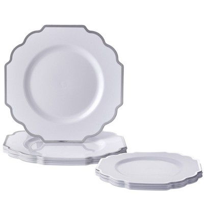 Silver Spoons Heavy Duty Disposable Plates - 10 Inch Paper Plates -  Metallic Silver Party Plates - 18 Pc - Ruffled Collection : Target