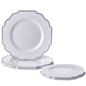 Silver Spoons Elegant Disposable Plastic Plates for Party, Heavy Duty Disposable Dinner Set (10 PC) - Baroque - 1 of 3