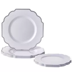 Silver Spoons Elegant Disposable Plastic Plates for Party, Heavy Duty Disposable Dinner Set (10 PC) - Baroque
