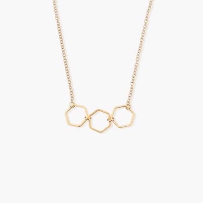 Sanctuary Project Three Hexagon Dainty Necklace Gold