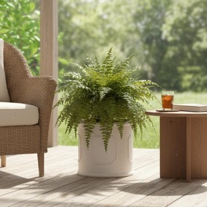 LeisureMod Meadow Fiberstone Round Planter Pot, Weather-Resistant for Indoor/Outdoor Use - 1 of 4
