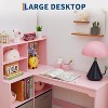Kids Corner Desk, Desk and Chair Set for Children, L Shape Kids Study Table Features Bulletin Board Open Shelves - 4 of 4