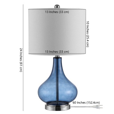 Brooks 24-inch Blue Glass Table Lamp with White Shade