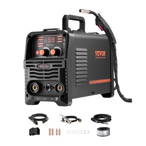 VEVOR MIG Welder, 130Amp Synergic Mig Welding Machine, 3-in-1 Flux Core MIG/Stick/Lift TIG Multi-Process Welder Machine,110V Portable Mig Welder,Black - 1 of 4