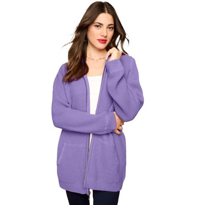 Roaman's Plus Size Waffle Knit Zip-Front Relaxed Hoodie : Target