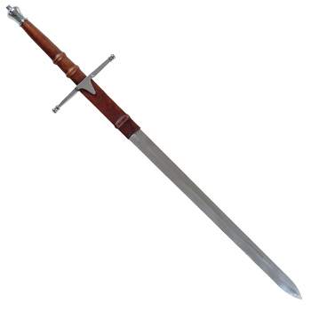 Medieval Sword – William Wallace Sword from Braveheart Replica with Stainless-Steel Double-Edged Blade, Metal Hilt, and Leather Sheath by Whetstone