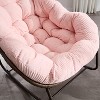 Gulches Oversized Outdoor Rattan Rocking Chair  Pink Egg Chair with Thick Velvet Cushions for Porch Patio Garden - 3 of 4