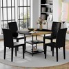 5/7 PCS Round Dining Table Set Modern Dining Set Kitchen Table Set with Upholstered Chairs, Brown+Black-Modernluxe - 2 of 4
