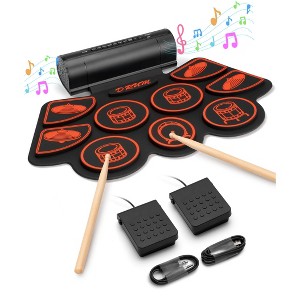 HONGGE Portable Roll-Up Electronic Drum Set with Dual Pedals, Built-In Speakers & Headphone Jack - 1 of 4