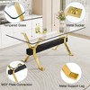 NicBex 71 Inch Rectangle Dining Table with Tempered Glass Tabletop and MDF Crossbars for 6 to 8,Living Meeting Room,Gold/Silver - 4 of 4