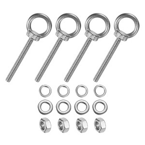Unique Bargains Stainless Steel Durable Rust-Resistant Eyebolts with Nuts Washers Male Screw for Fastening 10 Pcs - 1 of 4