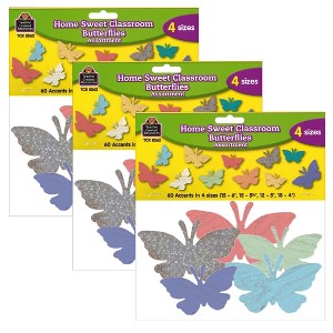 Teacher Created Resources® Home Sweet Classroom Butterflies Accents, Assorted Sizes, 60 Per Pack, 3 Packs - 1 of 2