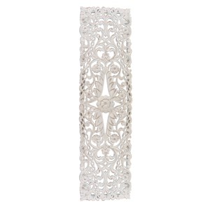 GlasFlength Wall Art Floral Vine Panel Decorative Wall Sculpture Rustic Wall Art Decoration for Living Room, White, 15.7"*1.4"*59.8" - 1 of 4
