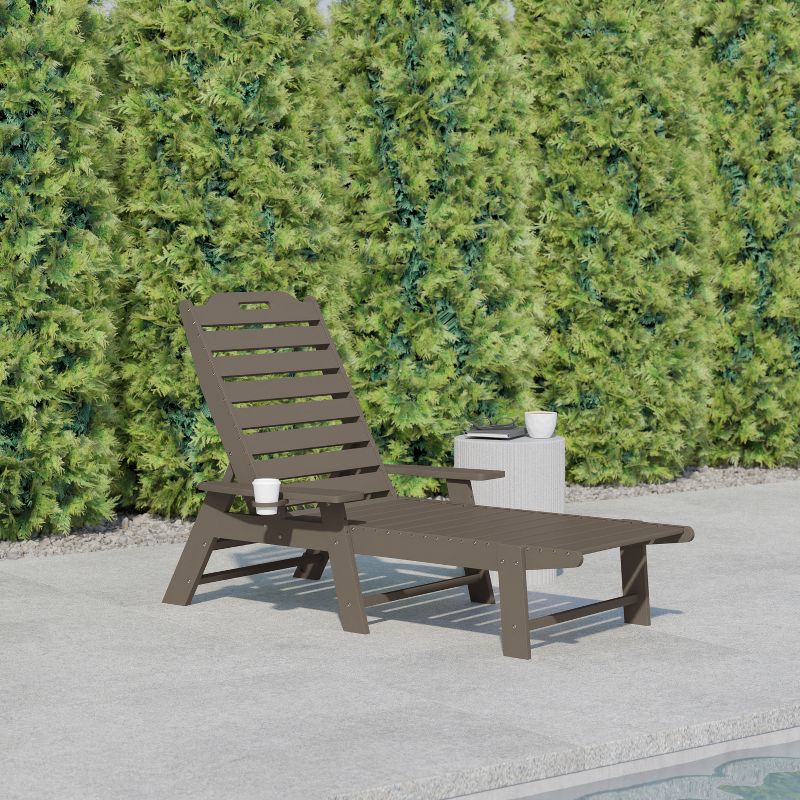 Flash Furniture Monterey Adjustable Adirondack Lounger with Cup Holder- All-Weather Indoor/Outdoor HDPE Lounge Chair, 3 of 13