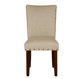 Set of 2 Classic Parsons Dining Chair with Nailhead Trim Tan - HomePop