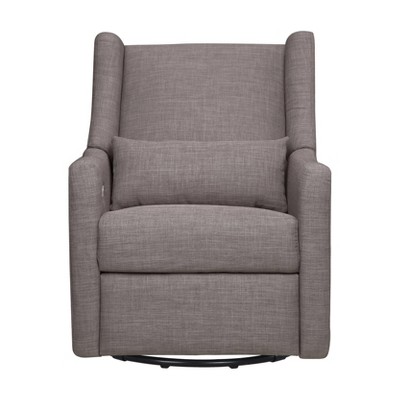 babyletto kiwi swivel electronic recliner in white linen