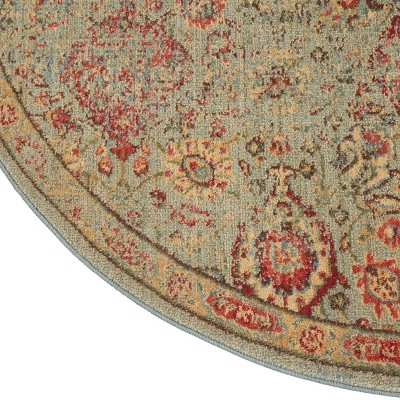 Elegant Somerset Light Green Round Wool-Blend Area Rug, 5'6"