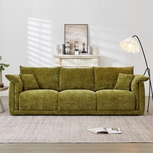 TIRAMISUBEST 3-Seater Large Loveseat Sofa with Soft Armrests, Contemporary Linen Couch with 2 Pillows - 1 of 4