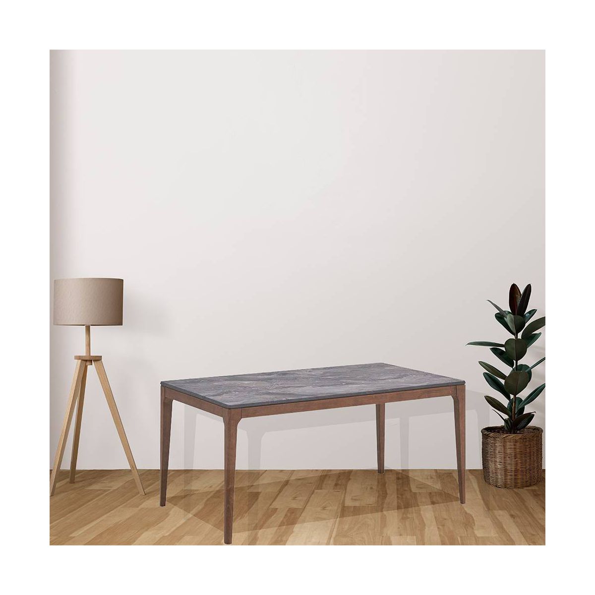 63" Bevis Dining Table Engineered Stone Top Walnut Finish - Acme Furniture - thumbnail 8