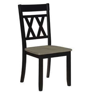 Sapphtopaz 2PCS Farmhouse Wood Dining Chairs with X-Backrest Rustic Armless Chair with 2-Tone Design Kitchen Chair for Dining Room, Living Room - 1 of 4