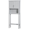 kleankin Modern Over The Toilet Storage Cabinet, Double Door Bathroom Organizer with Inner Adjustable Shelf and Open Shelf, Gray - 4 of 4