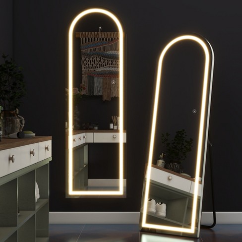 Abilene Full Length Mirror With Led Lights, 63"×20" Led Free Standing ...