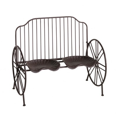 Lakeside Metal Tractor Wheel Bench for Outdoor Seating - Rustic Farmhouse Accent