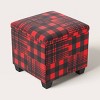 Patchwork Plaid Storage Ottoman Red/Black - Woolrich x Target - 2 of 4