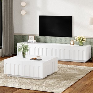 Convertible Coffee Table TV Stand for TVs up to 80", Multi-Functional Cabinet Cocktail Table Center Table TV Console Media Console - ModernLuxe - 1 of 4